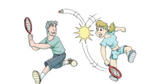 Ungdomar som spelar badminton