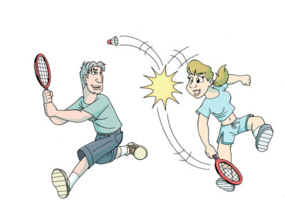 Ungdomar som spelar badminton